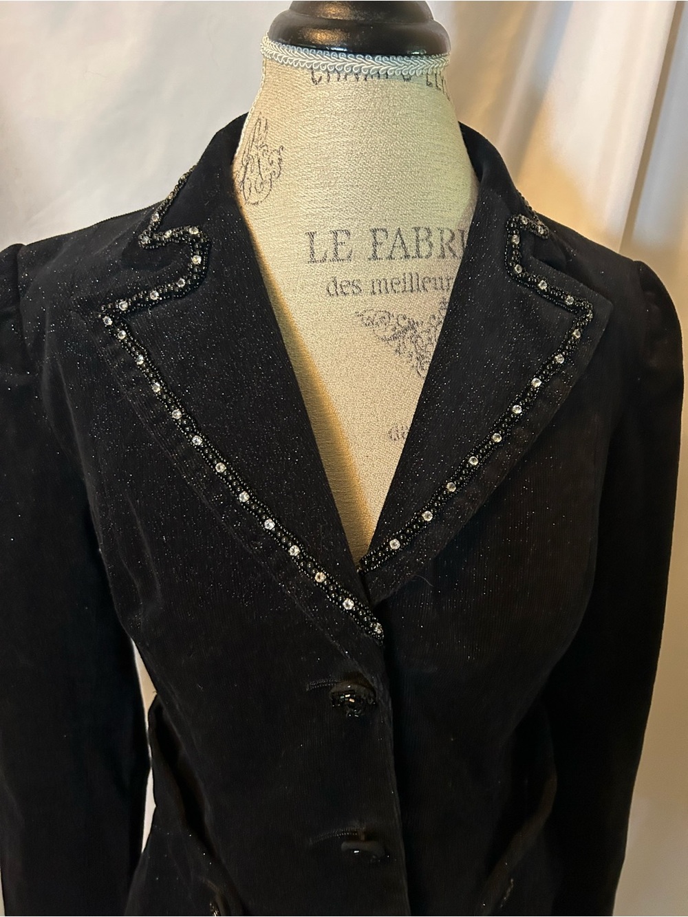 Black Women's Rhinestone Velvet Blazer Jacket